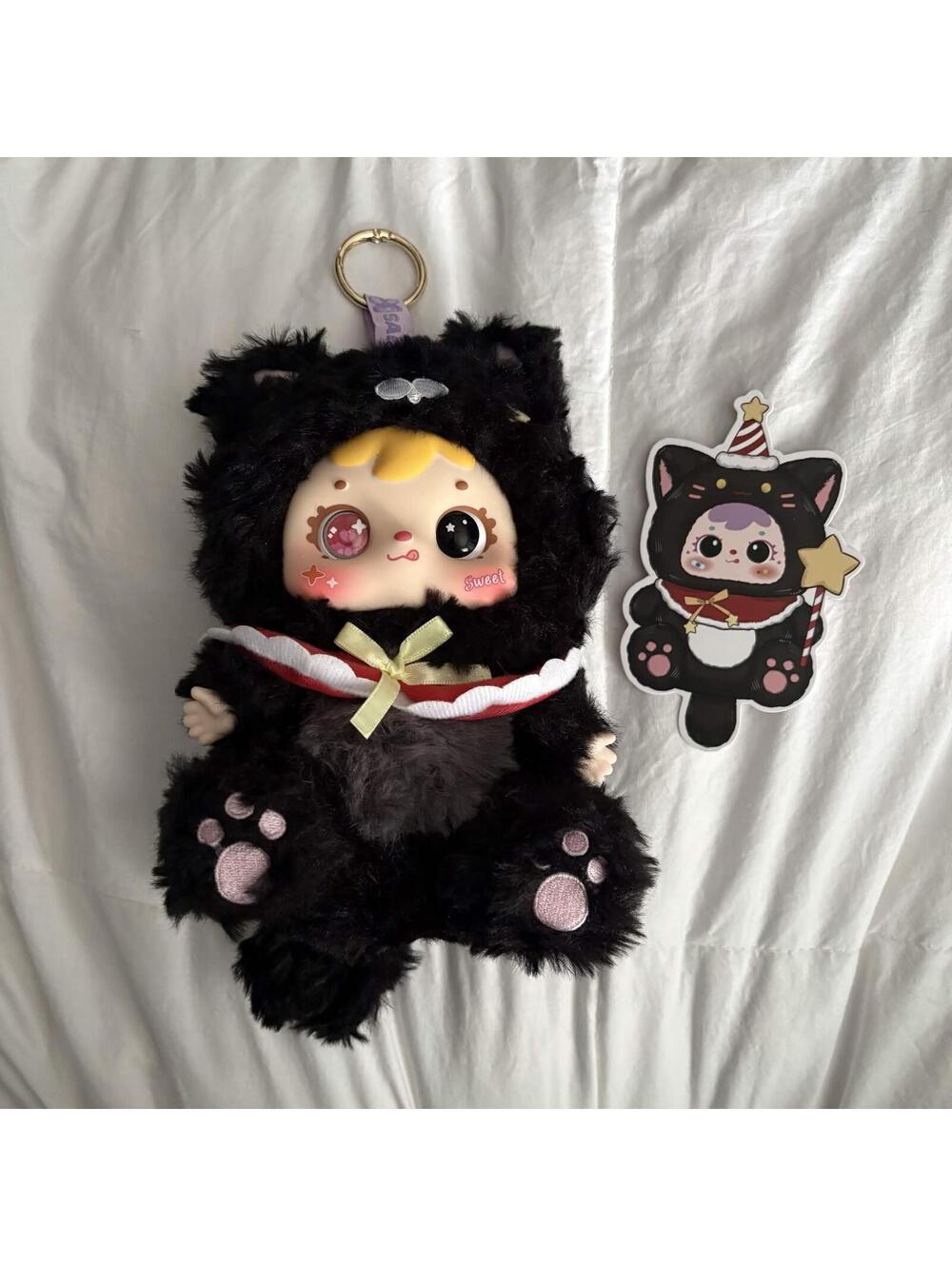 black kitten plush keychain